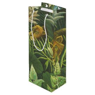 Rousseau Tropical Jungle Lion Painting Wine Gift Bag