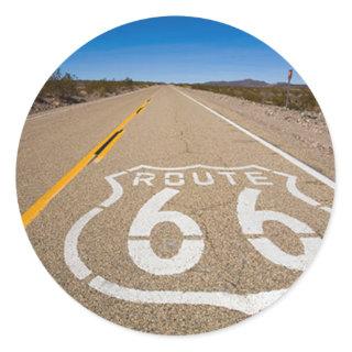 route 66 road sign begin end start road street usa classic round sticker