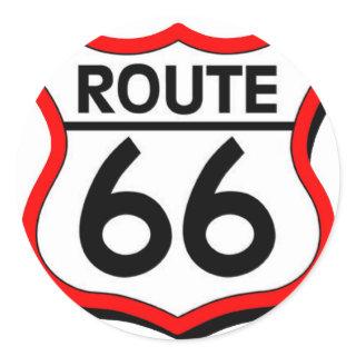 Route 66 Shield with red & Shadow Classic Round Sticker