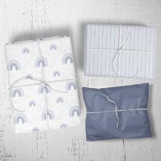 ROWAN Summer Boy Blue Boho Rainbow Baby Shower  Sheets