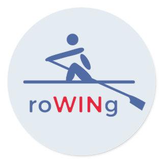 RoWINg motivational blue Classic Round Sticker
