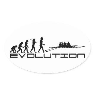 Rowing Rower Water Sport Evolution Art Oval Sticker