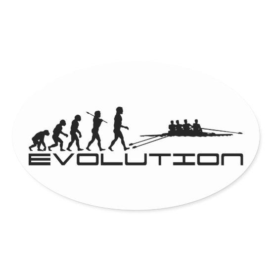 Rowing Rower Water Sport Evolution Art Oval Sticker
