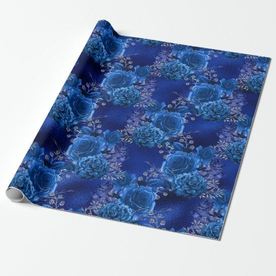 Royal Blue and Silver Floral