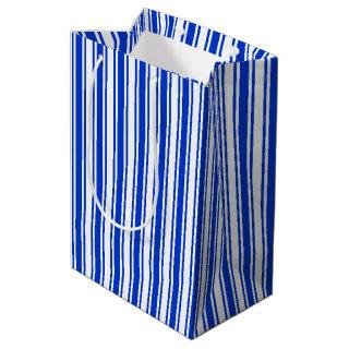 Royal blue and white candy stripes medium gift bag