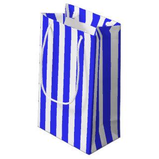 Royal blue and white candy stripes small gift bag