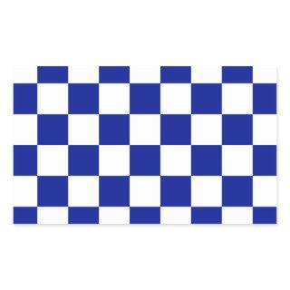 Royal Blue and White Checkered Pattern Rectangular Sticker
