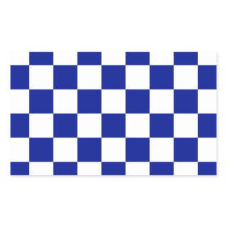 Royal Blue and White Checkered Pattern Rectangular Sticker