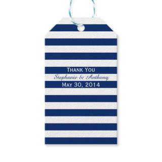Royal Blue and White Striped Wedding Thank You Gift Tags