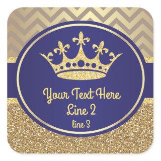 Royal Blue Gold Prince King Label Sticker