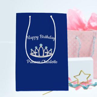 Royal Blue Princess Tiara Birthday Medium Gift Medium Gift Bag
