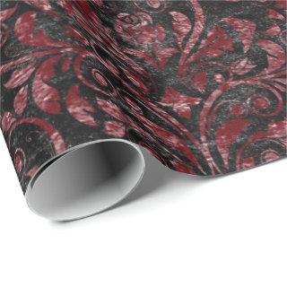 Royal Damask Crushed Velvet Black  Burgundy Maroon