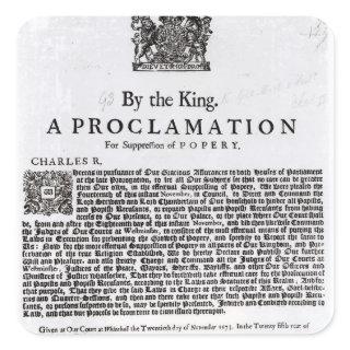 Royal Declaration, 1675 Square Sticker
