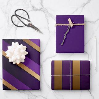 Royal Deep Purple and Gold Striped  Sheets
