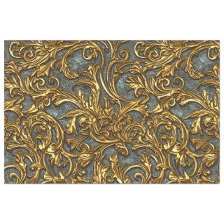 Royal Gold and Cyan Ornate Celtic Damask Tissue Paper