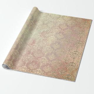 Royal Golden Copper Rose Metallic Damask Princess