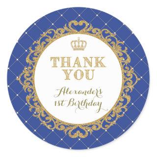 Royal Prince Baby Thank You Sticker Birthday Favor