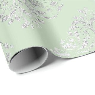 Royal Squares Damask Mint Green Silver Vip