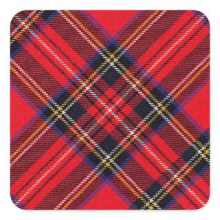 Royal Stewart tartan red black plaid Square Sticker