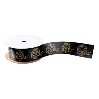 RPG Crit AF | Gold Fantasy Tabletop PnP Gamer Dice Satin Ribbon
