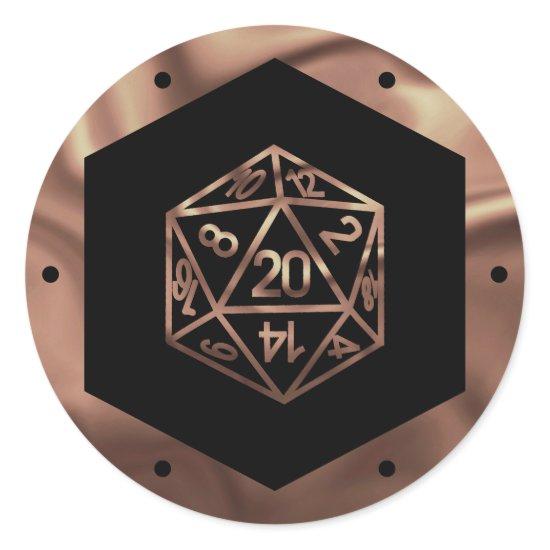 RPG Dice | Copper Fantasy Tabletop PnP Roleplayer Classic Round Sticker