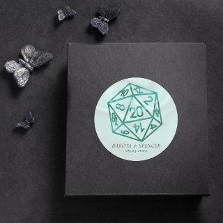 RPG Dice | Emerald Fantasy Tabletop Gamer Custom Classic Round Sticker