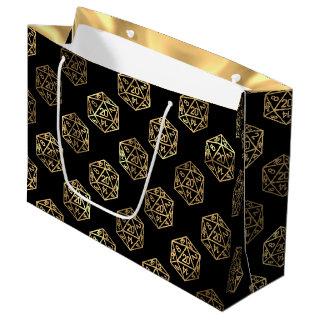 RPG Dice | Gold Fantasy Retro Tabletop PnP Gamer Large Gift Bag