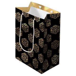 RPG Dice | Gold Fantasy Retro Tabletop PnP Gamer Medium Gift Bag