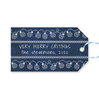 RPG Lights Blue | Retro Classic Navy Dice Critmas Gift Tags