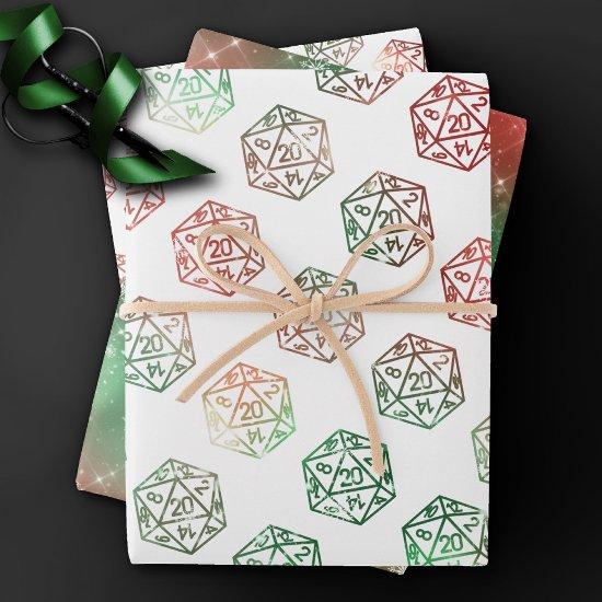 RPG Pattern | Christmas Red and Green Gamer Dice  Sheets