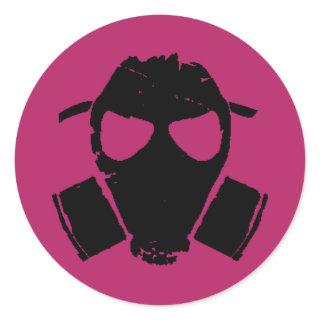 rrc - gas mask pink classic round sticker