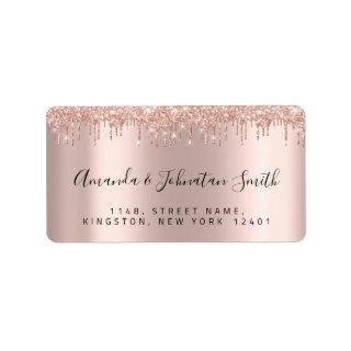 RSVP New Wedding Address Drips Rose Gold Label