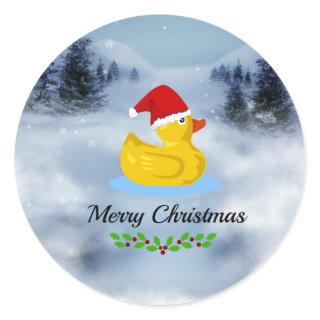 Rubber Ducky Christmas Greetings Classic Round Sticker