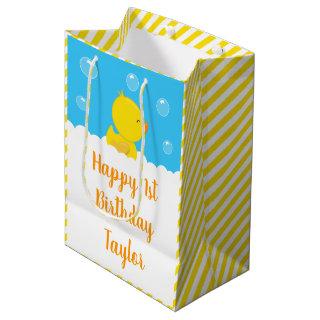 Rubber Ducky Yellow and Blue Happy Birthday Medium Gift Bag