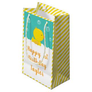 Rubber Ducky Yellow and Green Happy Birthday Small Gift Bag