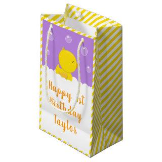 Rubber Ducky Yellow and Purple Happy Birthday Small Gift Bag