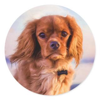 Ruby Cavalier King Charles Spaniel Dog Classic Round Sticker