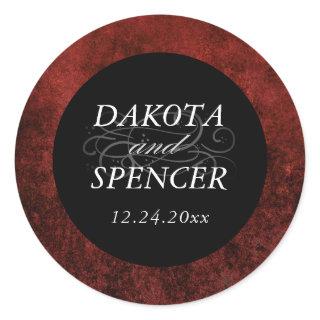 Ruby Crimson Red | Classic Grunge Wedding Names Classic Round Sticker