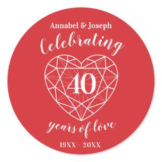 Ruby red celebrating 40 years of love stickers