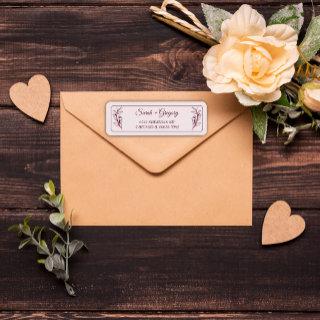 Ruby Wine Simple Boho Floral Return Address Label