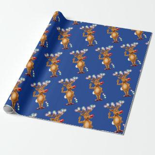 Rudolph Reindeer Christmas lights. Blue