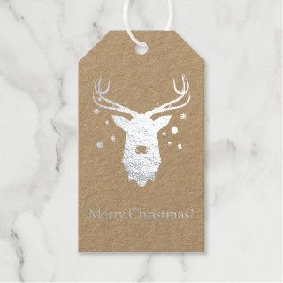 Rudolph with Ornaments Silver Foil Gift Tags