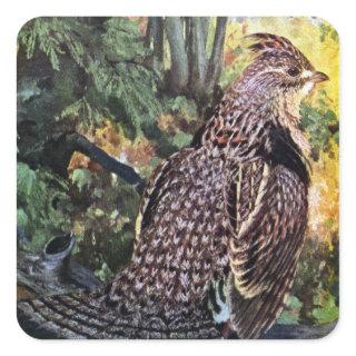 Ruffed Grouse in the Forest Square Sticker