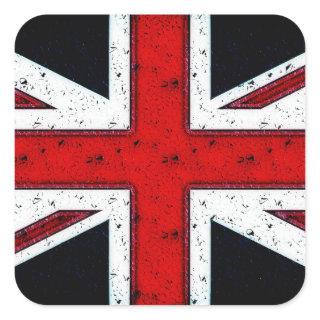 Rugged Union Jack Square Sticker