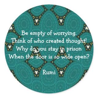 Rumi Inspirational quote With Tribal Design Classic Round Sticker