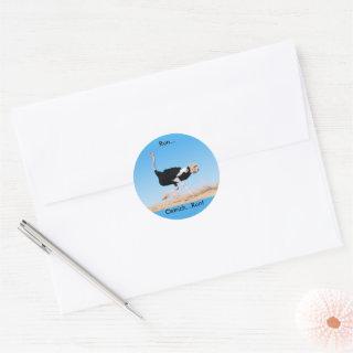 Run Ostrich Run Funny Photo Classic Round Sticker
