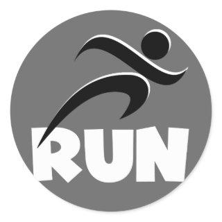 RUN White Classic Round Sticker