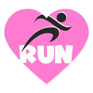 RUN White Heart Sticker