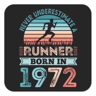Runner born in 1972 50th Birthday Gift Running Dad Square Sticker