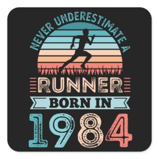 Runner born in 1984 40th Birthday Gift Running Dad Square Sticker